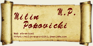 Milin Popovicki vizit kartica
